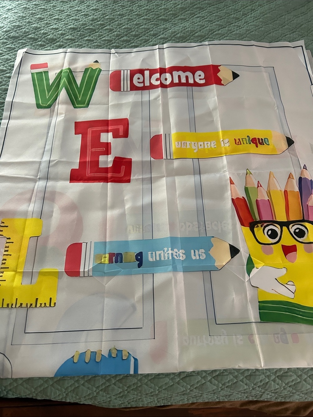 Welcome School Party Backdrop - Multicolor Pencil Design- door cover